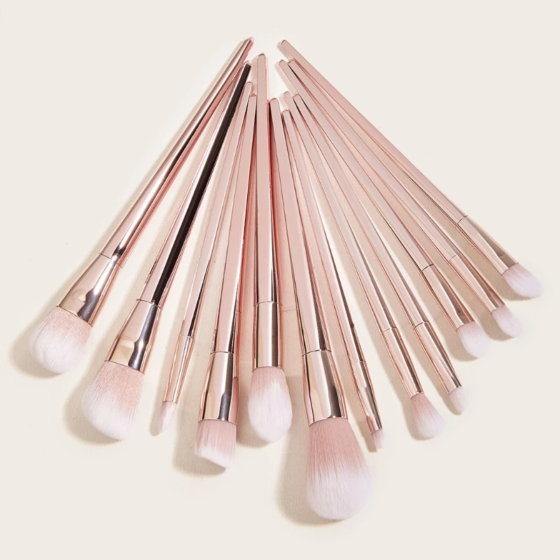 12pcs/set Portable Foundation Makeup Brush Powder Blusher Cosmetic Tool Fashion Purple Betel Gold Nail Art Dust Remover | Красота и