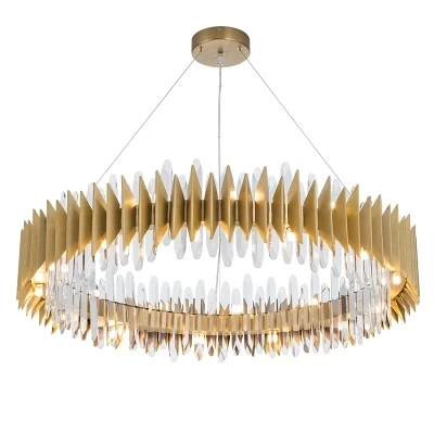 New Design Crystal Lamp Chandelier Modern Ring Gold LED Chandeliers Lighting Fixture Living Room Gold Cristal Lustre