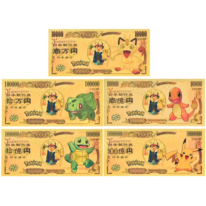 

TAKARA TOMY Pokemon PTCG TCG Board Game Cards Collections Commemorative Coin 24K Gold Plated Paper Currency Card Toy for Kids