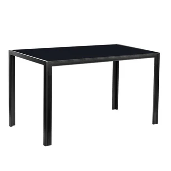 

In Stock Living Room Furniture Tempered Glass & Iron Tube Simple Assembled Tempered Glass & Iron Dinner Table Black