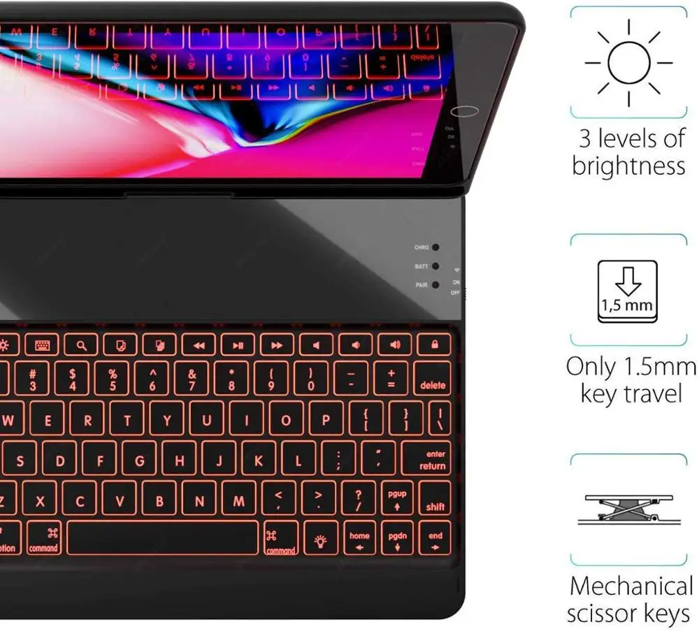 For Ipad 10 2 Keyboard Case 360 Rotatable Backlit Keyboard For Apple Ipad 10 2 19 7th Generation Case Cover With Pencil Holder Tablets E Books Case Aliexpress