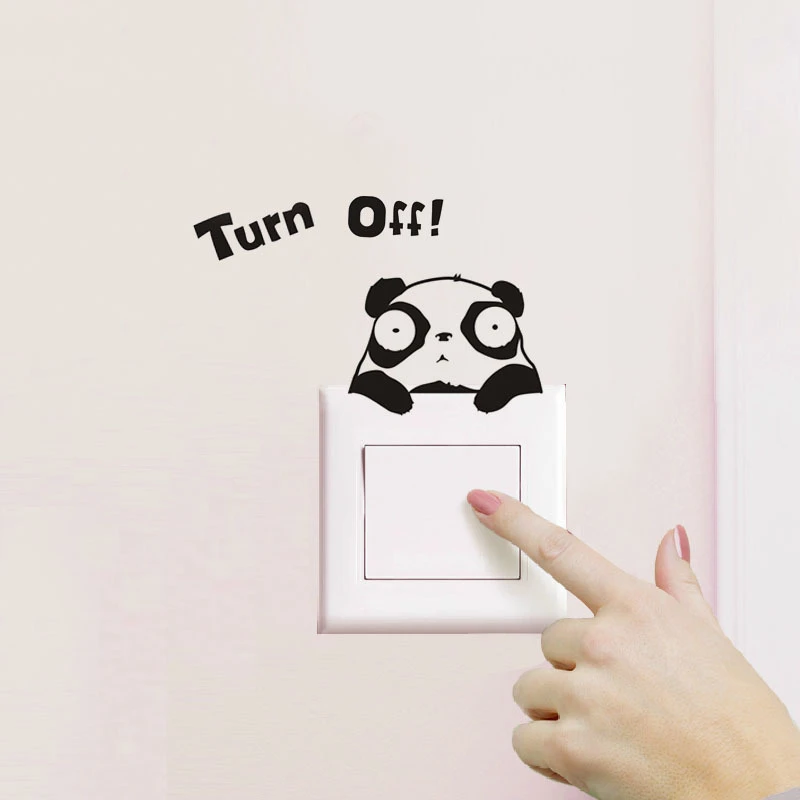 Cartoon funny panda kitten panda plug switch wall decals vinyl for home decoration murals removable lovely animal stickers