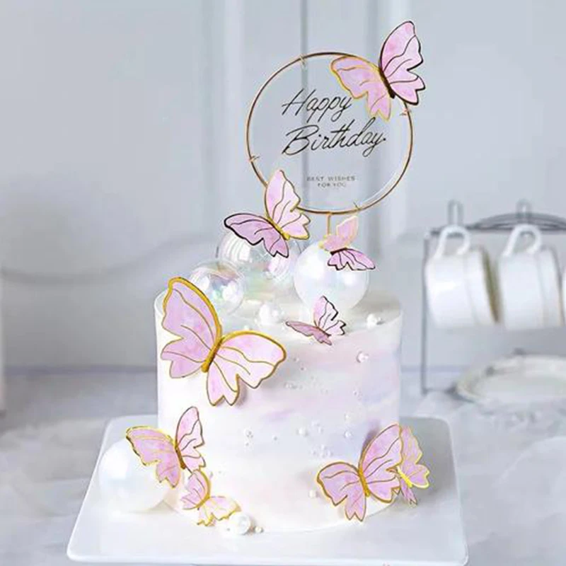 Cake Topper for Birthday Wedding Party Butterfly Bride Baking Dessert Decoration 