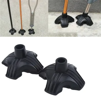 

Walking Stick Cane Crutch Tripod Pad Rubber Tip Self Standing Non-slip End Ferrule Cap Bottom Black Sport Health Care