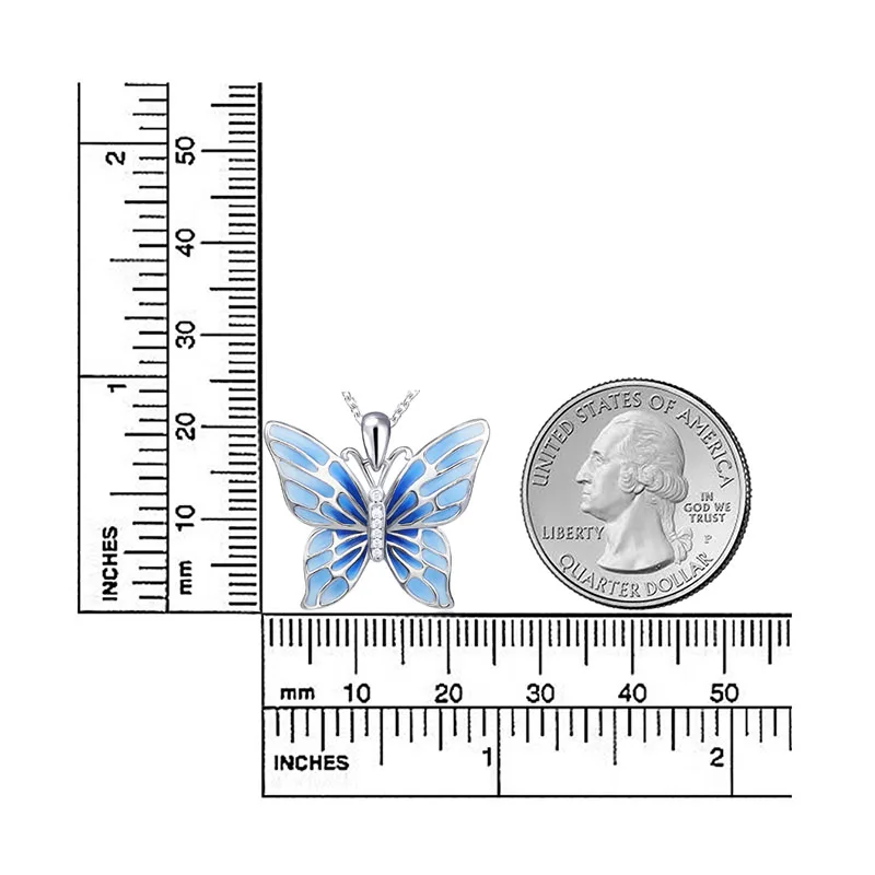 Подлинная 925 пробы Серебряная синяя бабочка подвеска ожерелье модное ювелирное изделие женские ожерелья в виде животных подарок для друзей
