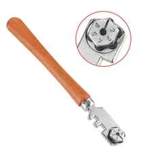 High-strength Roller Mahogany Round Flat Handle Glass Knife Craft Cutting Tool Multifunctional Portable Six-wheel Glass Cutter