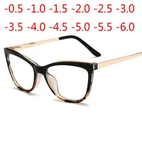 Diopter 0 -0.5 -0.75 -1.0 -1.5 -2.0 -3.0 To -8.0 Myopia Glasses Anti Blue Light Cat Eye Big Frame Prescription Eyewear 2