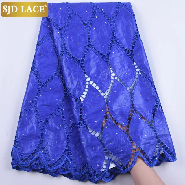 SJD LACE New Design African Lace Fabric With Holes Eyelet  High Quality Bazin Riche Cord Laces Fabrics For Party Dress Sew A1892 3