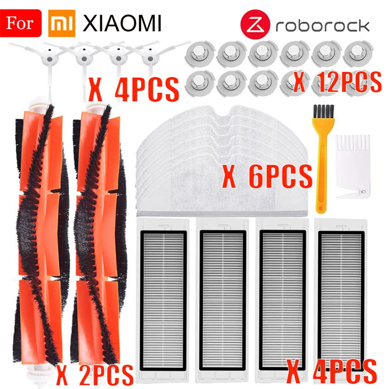 

30pcs Main Brush+Hepa Filter+Side Brush+Mop Cloths Kit Parts For Xiaomi Mijia Vacuum Cleane Robot Roborock s50 s51 Roborock 2