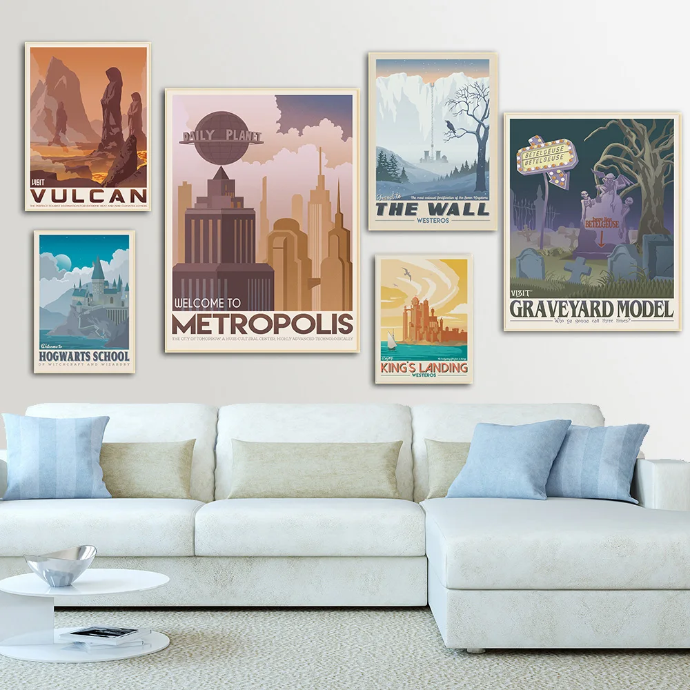 

Fantasy World Travel Poster Snowy Winterfell Canvas Painting Wall Art Posters and Prints Pictures For Living Room Decor