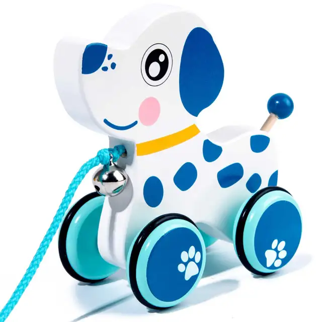 Baby Pull Rope Walking Toy Creative Cartoon Puppy Duck Giraffe Fawn Drag Car Animal Pull Rope Toy Car Children Toy 5