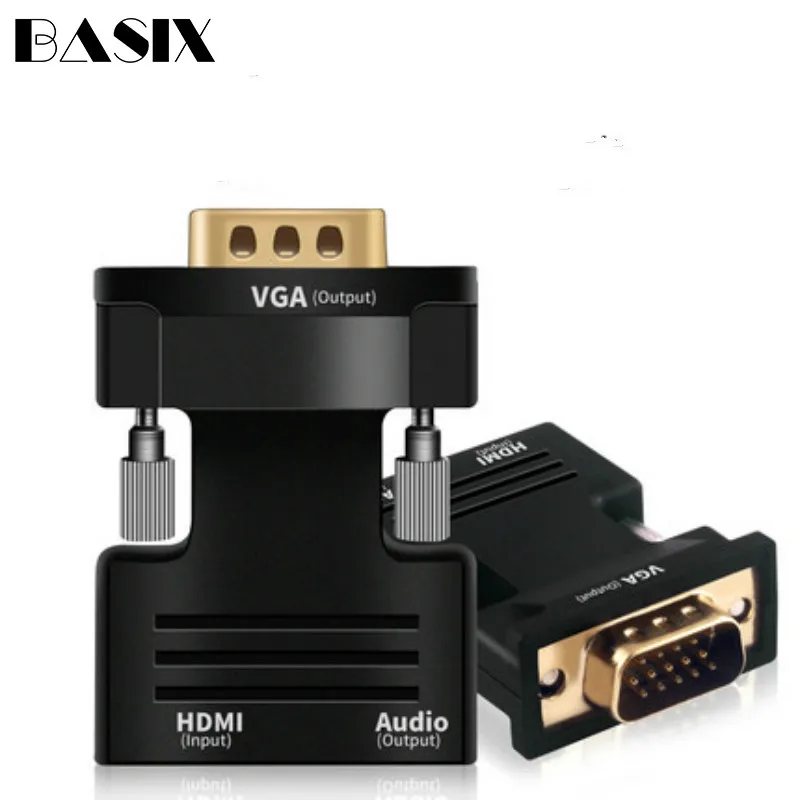 Конвертер Basix VGA папа HDMI мама с аудио адаптерами кабелями 1080P для HDTV монитора