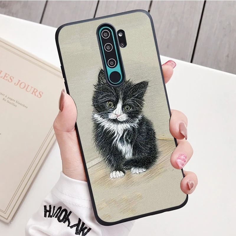 Kim Haskins Cat black Silicone Phone Case For Redmi note 9 8 7 Pro S 8T 7A Cover 