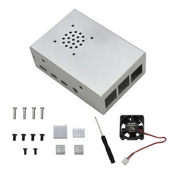 

For Raspberry Pi 4 Enclosure Box Metal Easy Install Protective Case Lightweight Useful Aluminum Alloy Cooling Fan Heat Sink