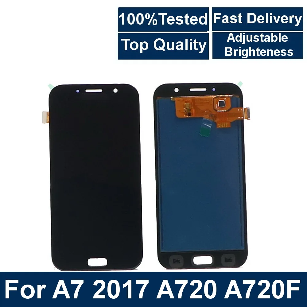 Дешево 100% протестированный для Samsung Galaxy A7 2017 A720 SM A720F A720M lcd сенсорный экран дигитайзер компонент lcd Замена дисплея телефона