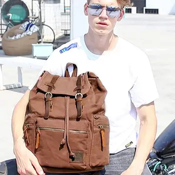 

Popular Men'S Travel Bags Men'S Backpack Waterproof Rucksack Camping Outdoor Vintage Shoulder Bags Large Capacity Student