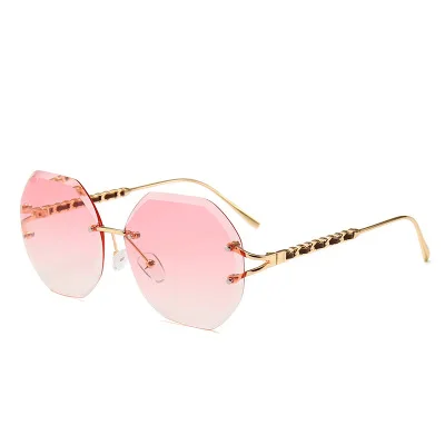 TIIYUSTAR2020 Модные солнцезащитные очки в европейском и американском стиле, женские солнцезащитные очки без оправы, солнцезащитные очки с градиентными линзами - Цвет линз: pink 2