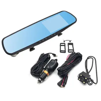 

4-Inch Display 1080P HD Dual Lens Car DVR Portable Dash Camera Vehicle Monitor Dash Cam Car Recorder Reverse Mirror