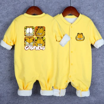 

Cartoon Garfield Cat Dog Winter Thickened Rompers Cotton Baby Boys Girls Infant Costume Jumpsuits Warm Clothes SA2186