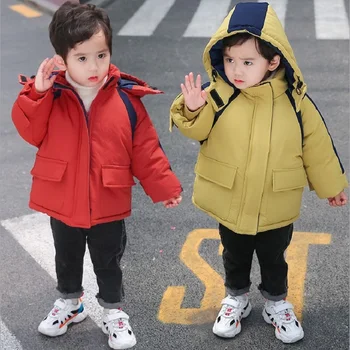 

Winter Fashion Children's Clothes Cotton-padded Baby Boys Jacket Thick Warm Hooded padded Coat For Boy Kids Outwear Clothes 2-6Y