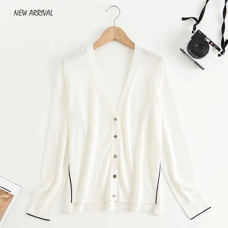 #^Special Price Sweater Women's 2019 New Style Europe And America Knitted Cardigan Women's 100% Woolen Fabric Pure Wool V-neck Coat a Generation