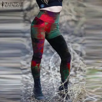 

ZANZEA Women Leggings Sexy Pants Camouflage Printed Fitness Pants Running Femme High Waist Slim Sportswear Casual Trousers