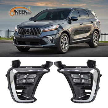 

2PCS For Kia Sorento 2018 Led Daytime Running Light White DRL Front Fog Lamp 4 Eyes Mode Driving Light fit US Model