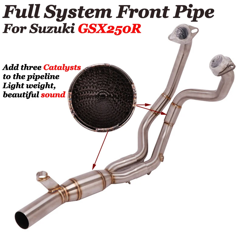 For SUZUKI DL250 GSX250R GSXR250 Motorcycle Full Exhaust System Muffler Tube Front Link Pipe