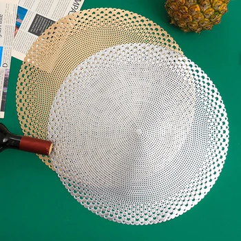 

4/6 Pcs Modern Fashion Hollow-out PVC Place Mats Gold Silver Color Anti-scalding Insulation Home Dinner Table Place Mats