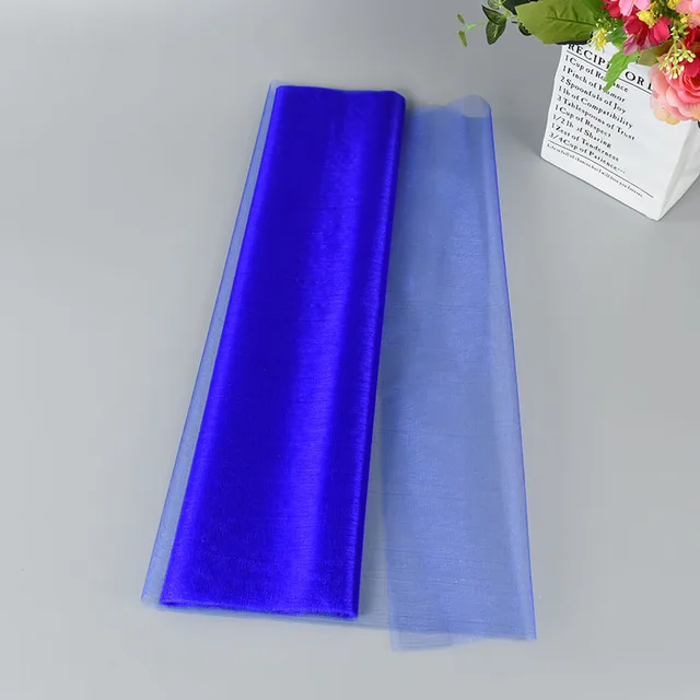 5/10m Wedding Decoration Tulle Roll Crystal Organza Sheer Fabric For Birthday Party Backdrop Wedding Chair Sashes Decor Yarn Royle blue