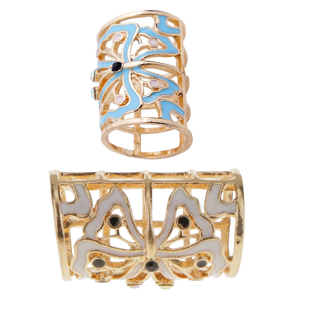 2pcs Vintage Butterfly Scarf Buckle Ring Scarf Clip Slide Tube Scarf Jewelry Gold Tone