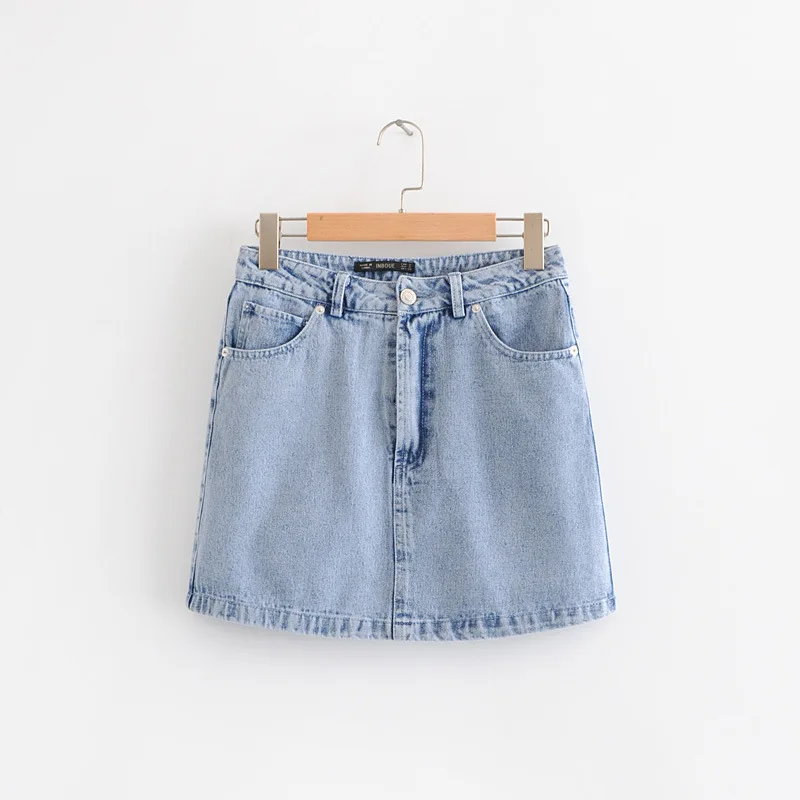 

Europe And America 2019 Spring And Summer New Style Western Style WOMEN'S Dress Casual Versatile Blue Denim Skirt High-waisted S