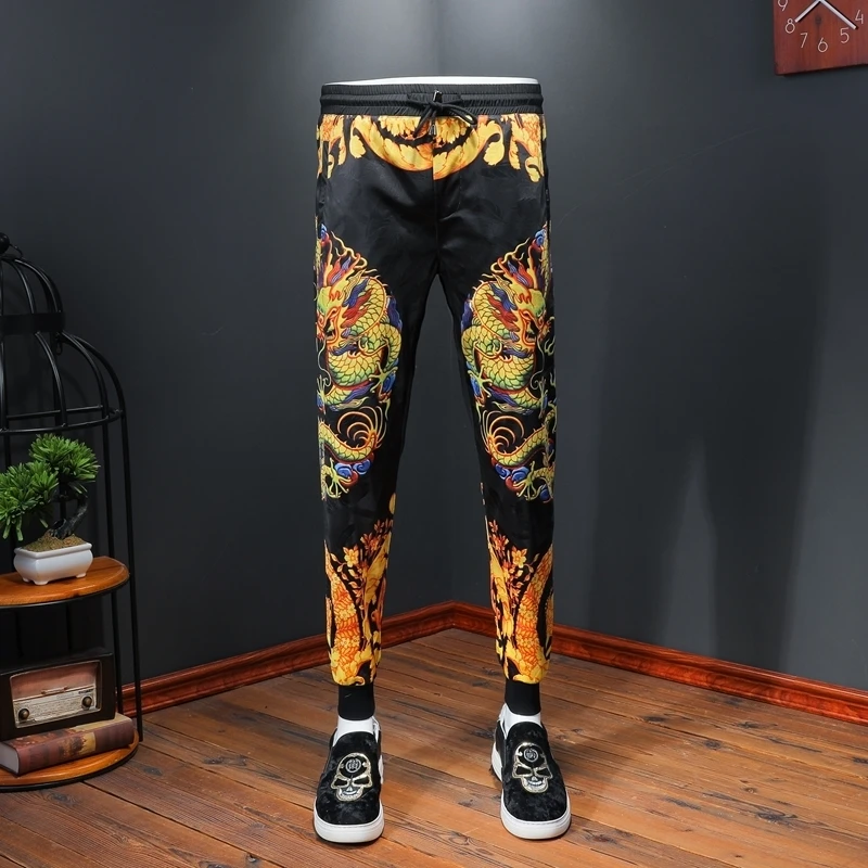 Модные брендовые мужские джоггеры брюки Slim Fit с принтом шаровары Pantaloni Uomo Moda Hombre