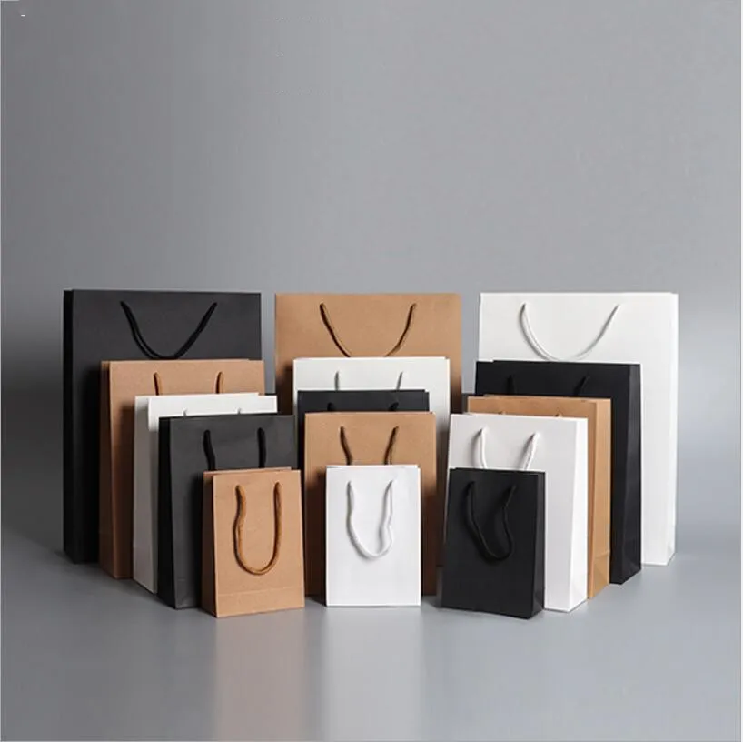 

10pcs Large Size Paper Bag For Pajamas Clothes Books Packaging Paper Box Bags Kraft Paper Gift Bag With Handles