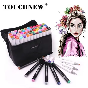 

TOUCHNEW 60 Colors Markers Manga Drawing Markers Pen Alcohol Based Sketching Felt-Tip Twin Brush Pen