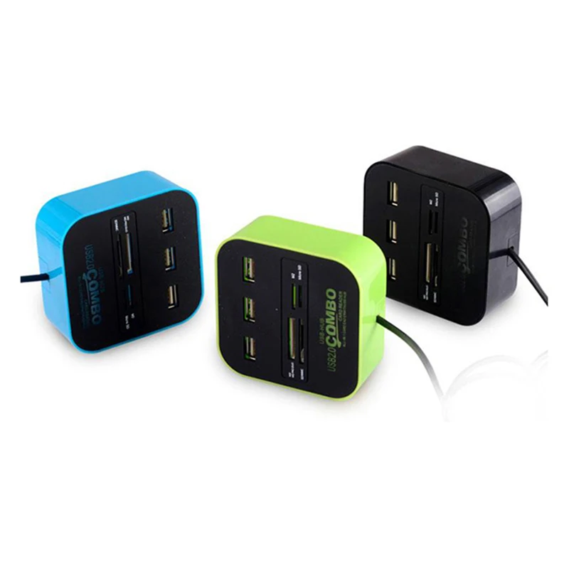 5 шт./партия Usb концентратор зарядная станция для телефона высокоскоростной USB 2,0 концентратор 3 порта с кардридером мини концентратор USB комбо все в одном