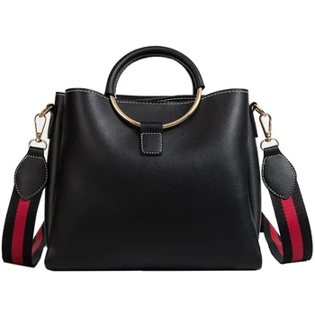 

Large-Capacity Luxury Ladies Handbag Wide Shoulder Strap Bag Patchwork Ring Handle Ladies Cross-Body Bag