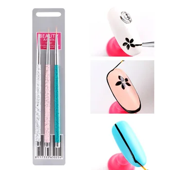 

3pcs/set Nail Art Lines Painting Brush UV Gel Polish Acrylic Pen Nails Tips Stripe Flower 3D Design Manicure Brushes Tool New