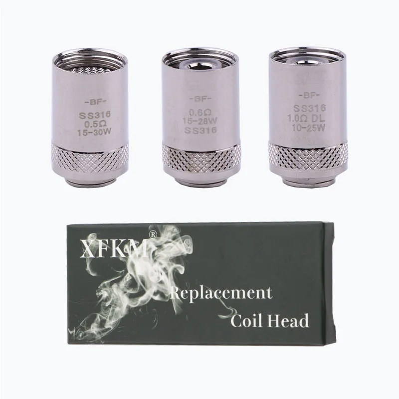 XFKM 5 unids/pack bobina cabeza BF SS316 0.5ohm 0.6ohm 1.0ohm Vape bobina eGo BF AIO cigarrillo electrónico Accesorios