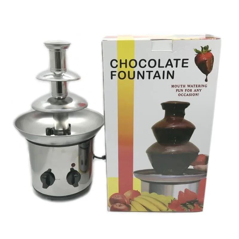 Stainless Steel Chocolate Fondue Fountain Big Capacity 3 Tiers Chocolat Melt With Heating Machin For BBQ Sauce Party