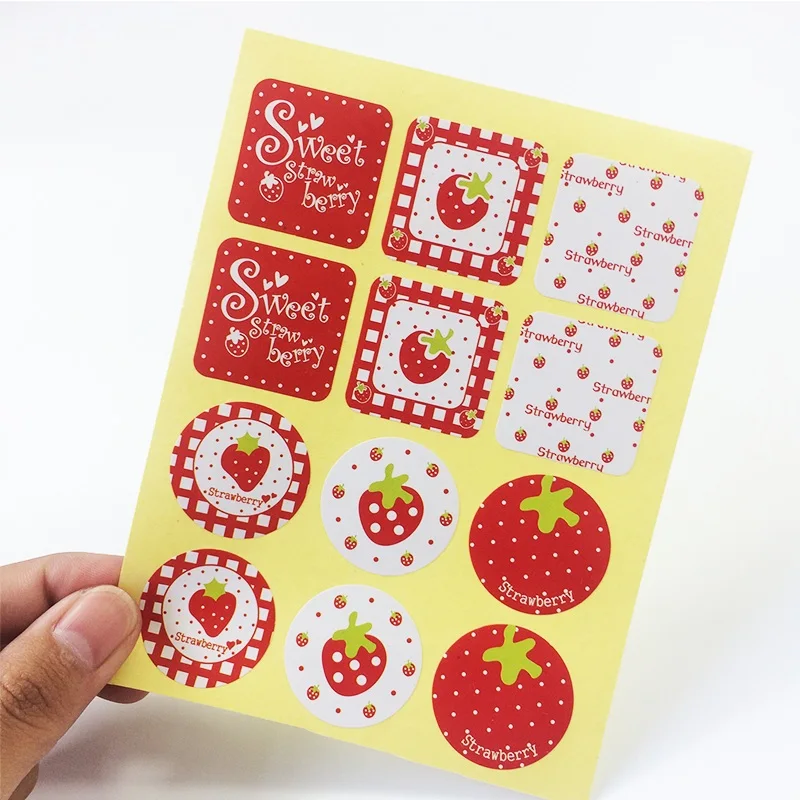 

120PCS/lot Lovely cute Strawberry series Handmade Cookies Packaging Sealing Label Kraft Sticker Baking DIY Gift Stickers