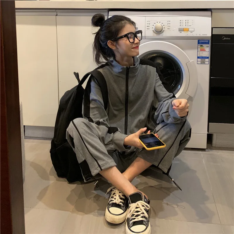 

Early Autumn New Style Fashion Korean-style Slimming Hoodie Sweatpants Sports Two-Piece Set