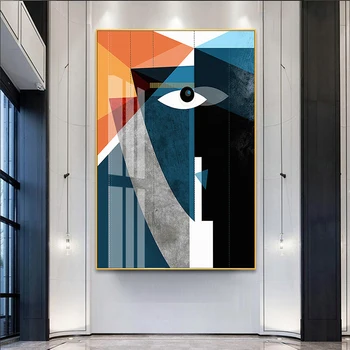 

Modern Abstract Geometric Figure Face Canvas Painting Scandinavian Posters and Prints Wall Art Pictures for Living Room Decor