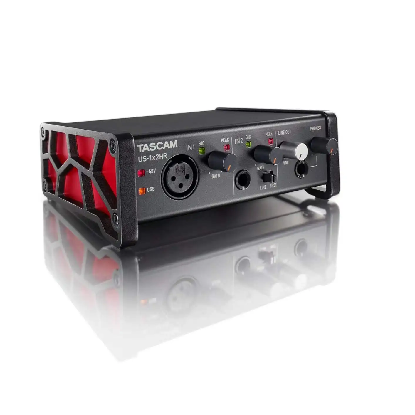 Tascam us-1x2 HR versatile audio interface with 2 inputs (1 mic/1 line) and a USB-C port for guitar/vocal recording musician | Электроника