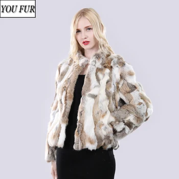 

New Women Winter Natural Real Rabbit Fur Coat Warm Soft 100% Genuine Rabbit Fur Jackets Lady Fashion Real Rabbit Fur Overcoat