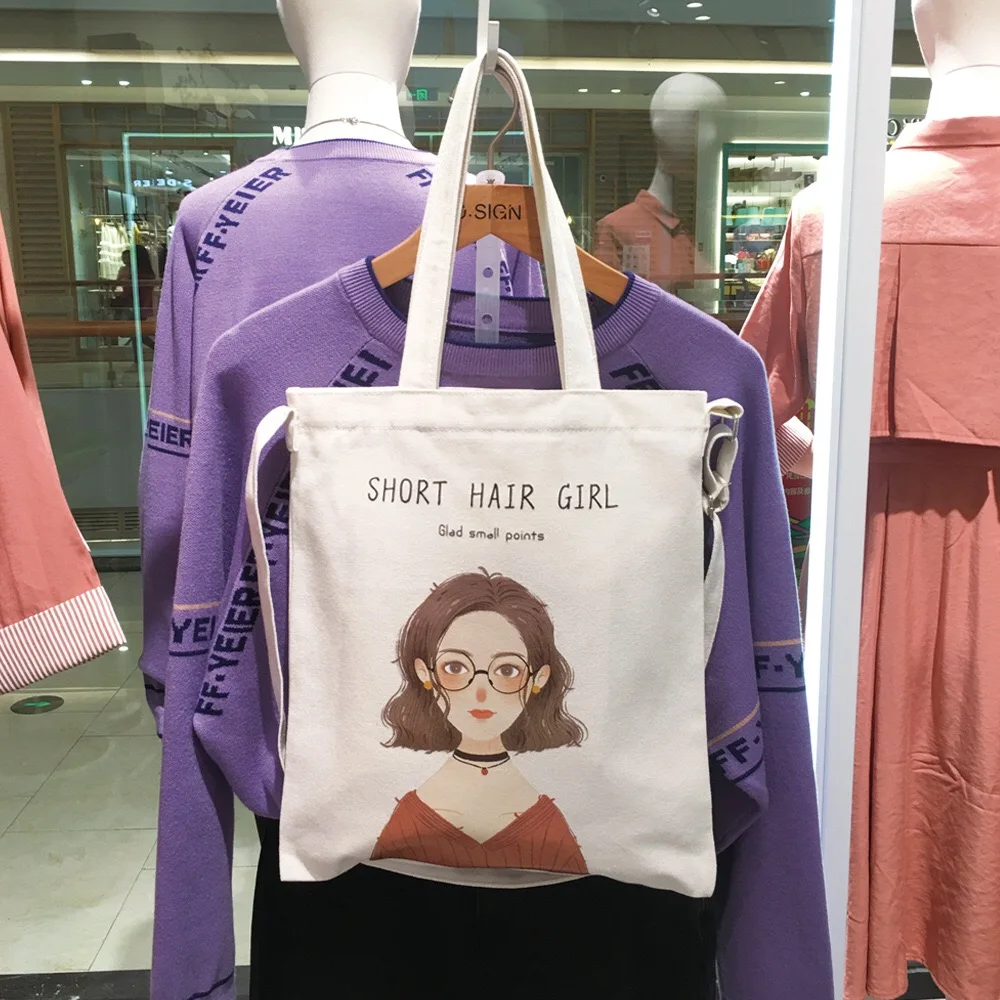 

Cartoon Girsl Pattern Messenger Bags Casual Totes Shoulder Bags Single Canvas Bag Women Handbags Ladies Shopping Bags For Women