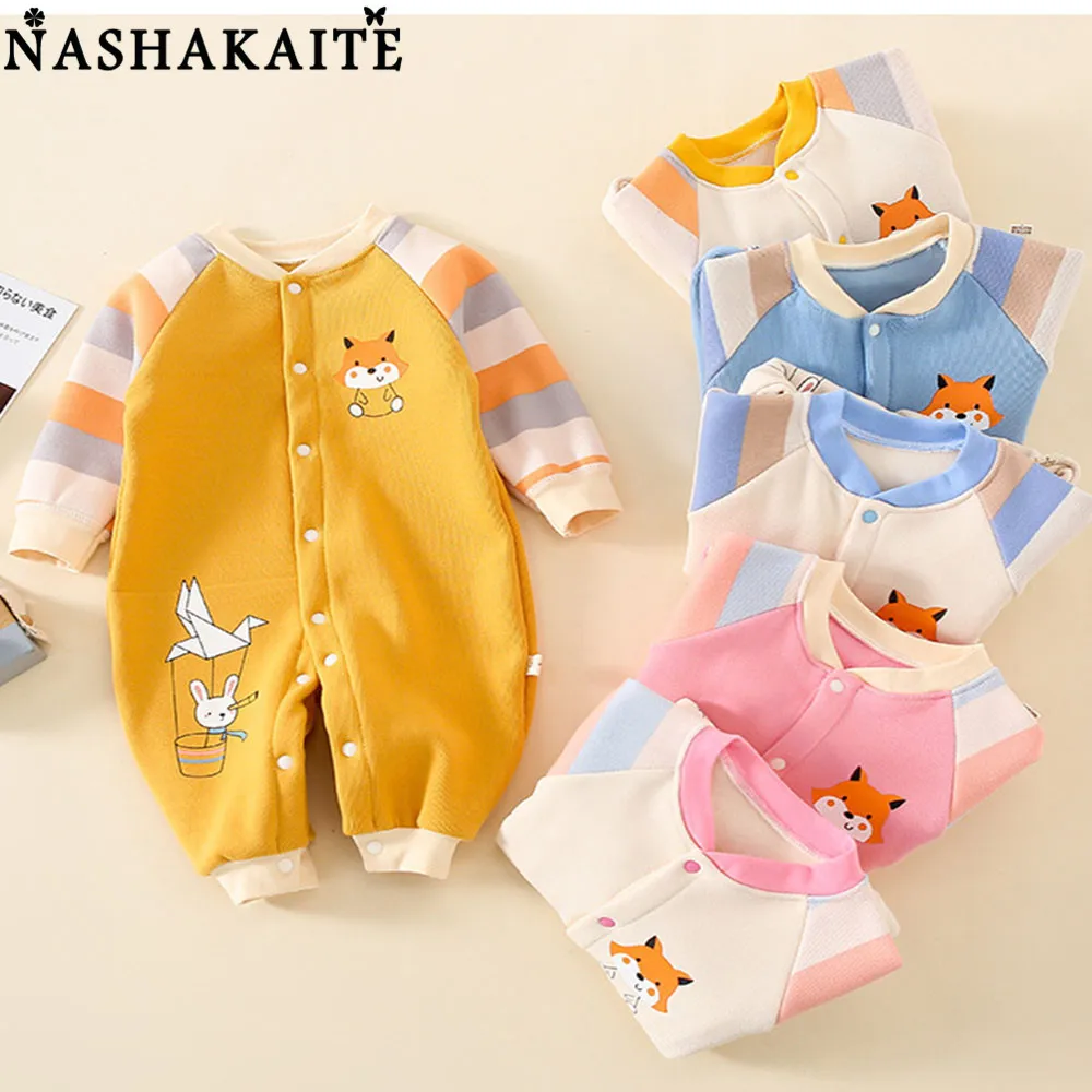 

NASHAKAITE Fleece Baby Romper Newborn Baby Clothes Winter Jumpsuit Baby Girl Romper For Newborn Overalls Baby Boy Sleepsuit