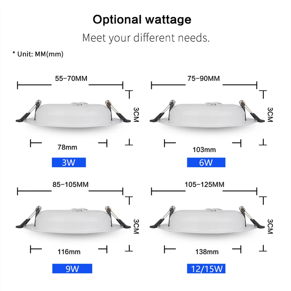 Led Downlight 12V DC Recessed Round LED Ceiling Lamp 36W 24W 18W 12W 9W 6W 3W LED Spot light decoration Ceiling Lamp 12 Volts