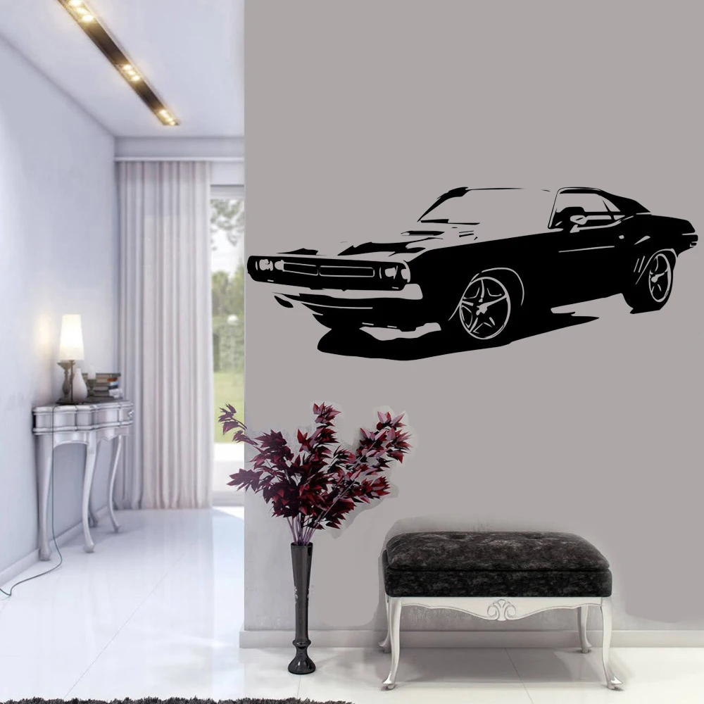 Large Classical Car Wall Sticker Challenger Bedroom Wall Sticker Art Teen Room Home Decor Vinyl Living Room WallPaper wall stickers wall sticker