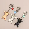 Funny Cartoon Dancing Cat Metal Keychain White Black Orange Grey Kitten Bell Trinket Car Keyring Bag Couple Pendant Pen Holder 3